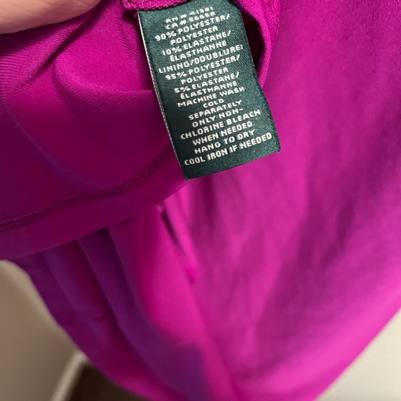 Lauren Ralph Lauren Purple Ruched Cocktail Women's Dress Size 14 Cutout Shoulder - Picture 9 of 9